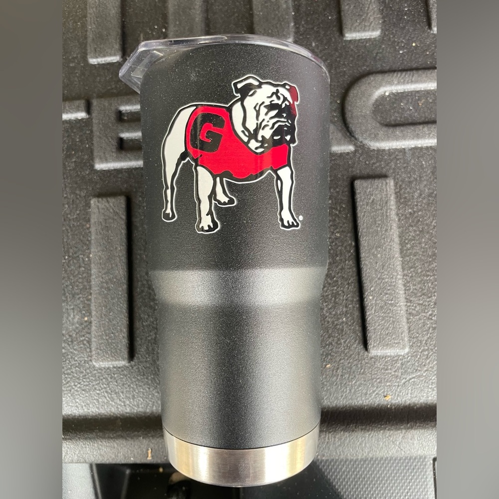 Black and Silver Tumbler with Bulldog Design
